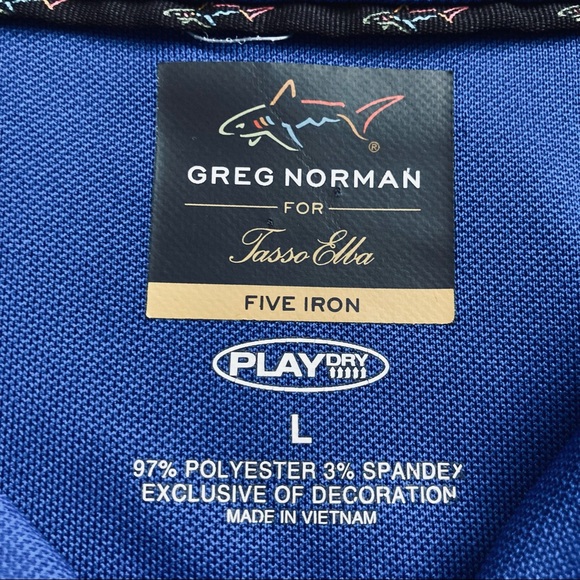 Greg Norman for Tasso Elba Mens Blue Short Sleeve Five Iron Golf Polo Si… - Picture 6 of 14